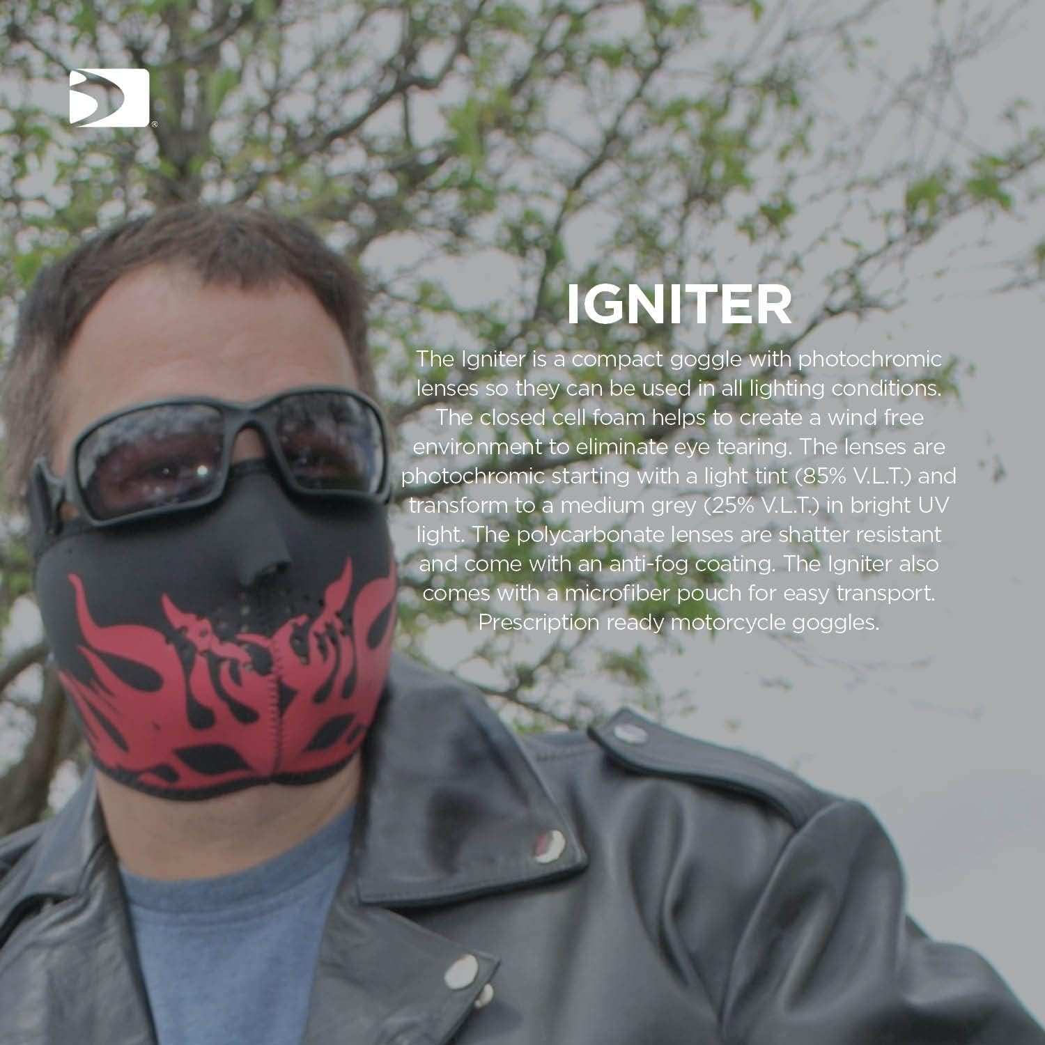 Bobster ® Igniter, Gloss Black Frame, Clear Photochromic Lens