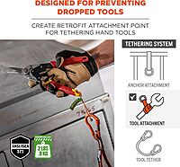 Wire Tool Attachment Tail with Loop End, Tool Weight Capacity 2lbs, 6-Pack, Ergodyne Squids 3704 , Orange