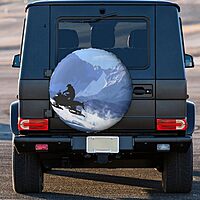 Snowmobile Printed Spare Tire Cover 17 Inch - Waterproof Wheel Covers Protectors - Universal Fit for Car, Trailer, Auto, SUV