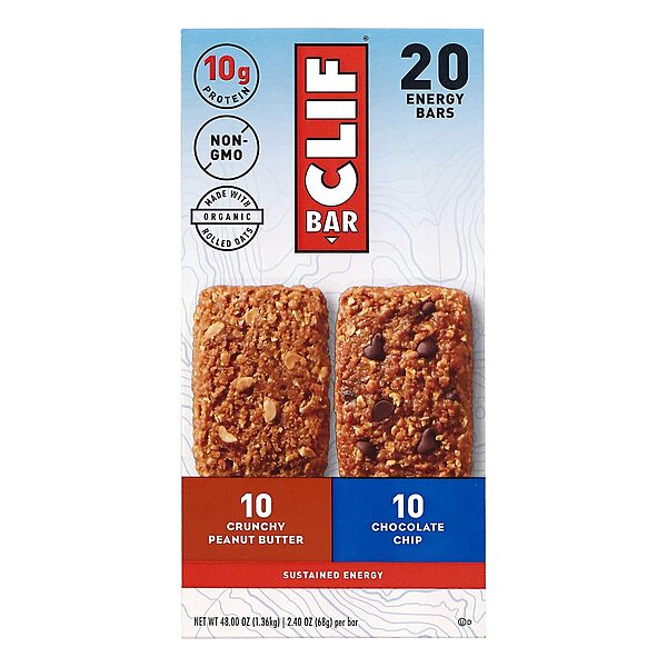 Clif Variety Bar 24 Count, 8 White Chocolate Macadamia Nut, 8 Chocolate Chip, 8 Crunchy Peanut Butter