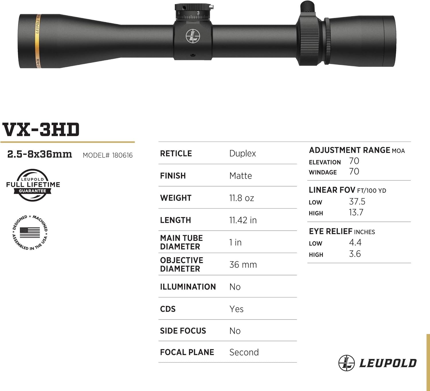 Leupold VX-3HD Riflescope with CDS-ZL ZeroLock Dial