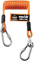 Ergodyne Squids 3130M Coiled Cable Tool Lanyard with Dual Stainless Steel Carabiners, 5 Pounds Medium