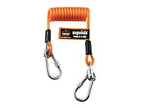 Ergodyne Squids 3130M Coiled Cable Tool Lanyard with Dual Stainless Steel Carabiners, 5 Pounds Medium