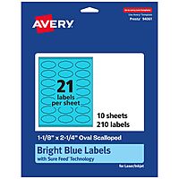 Avery Printable Oval Scalloped Labels, Sure Feed, Print-to-the-Edge, Laser/Inkjet Printable