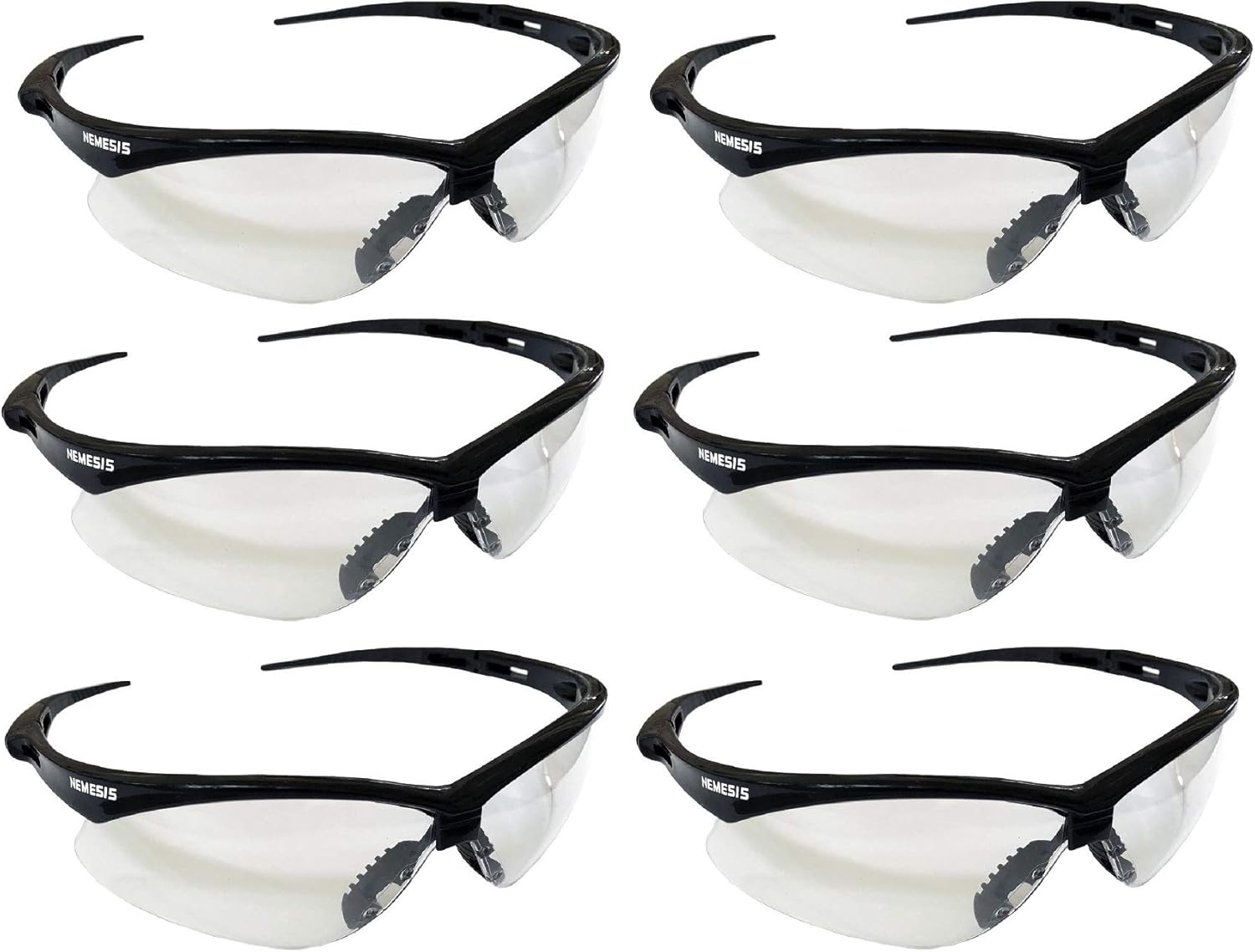 KLEENGUARD V30 Nemesis Safety Glasses/Sunglasses, 25679 Black Frame, Clear Anti-Fog Lens (6 Pair)