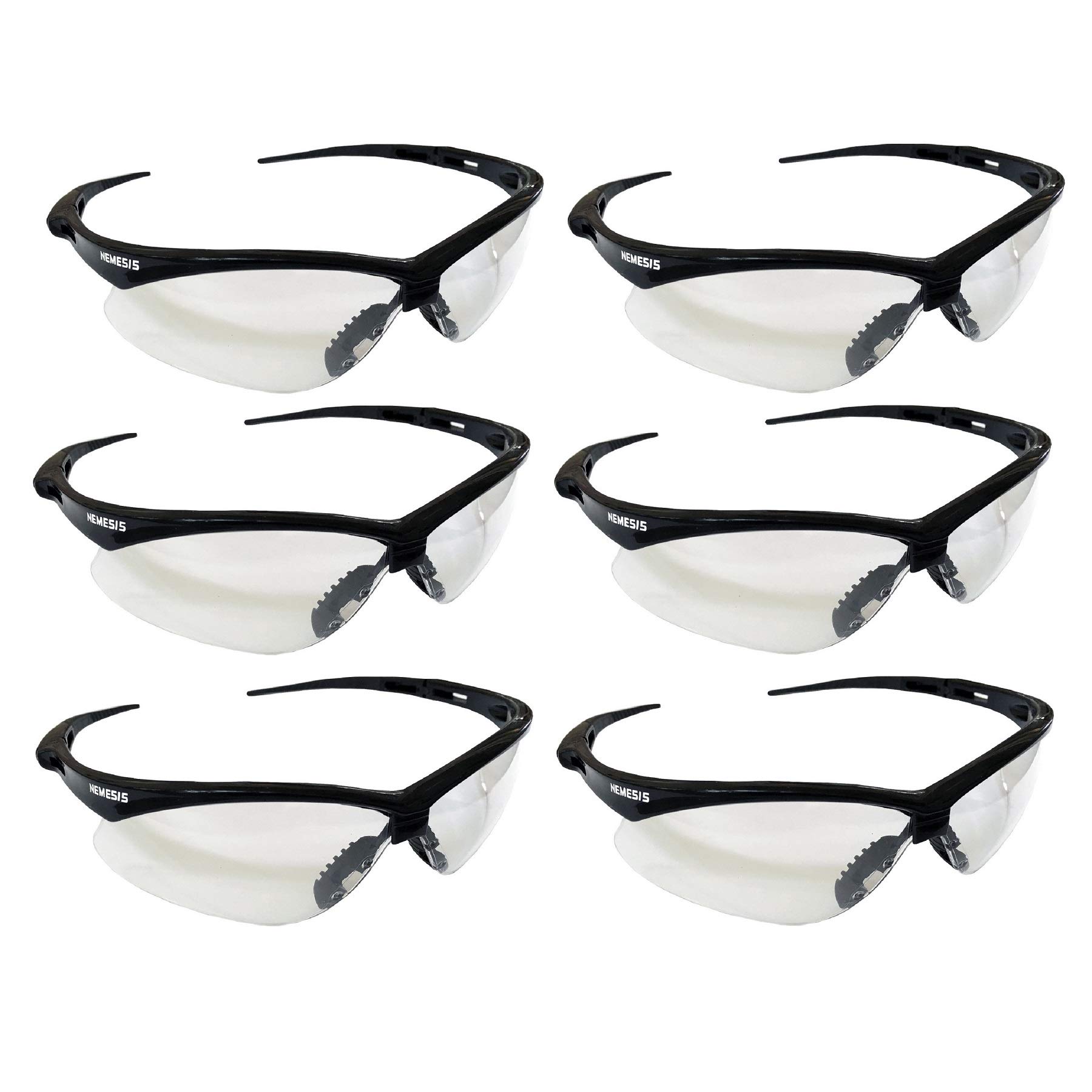 KLEENGUARD V30 Nemesis Safety Glasses/Sunglasses, 25679 Black Frame, Clear Anti-Fog Lens (6 Pair)