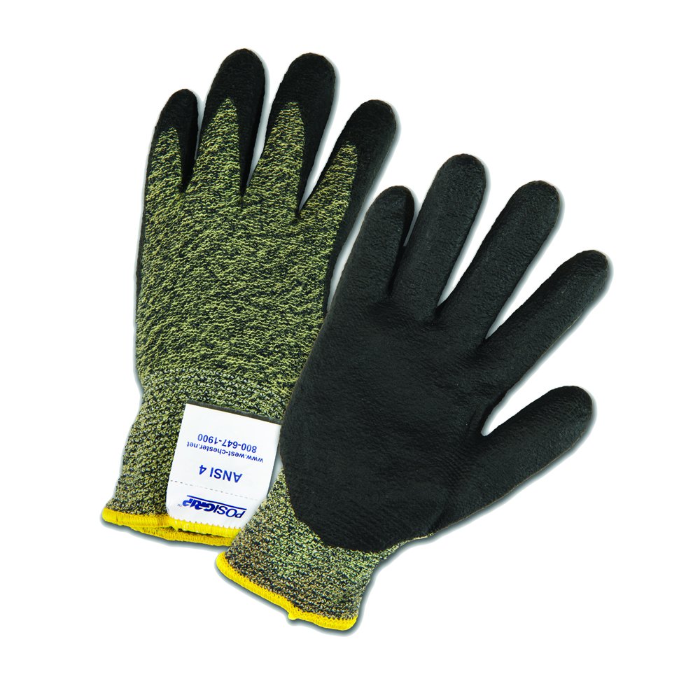 West Chester 710SANF 10 Gauge Nitrile Palm Gloves – [Pack of 12] Black/Yellow, Large