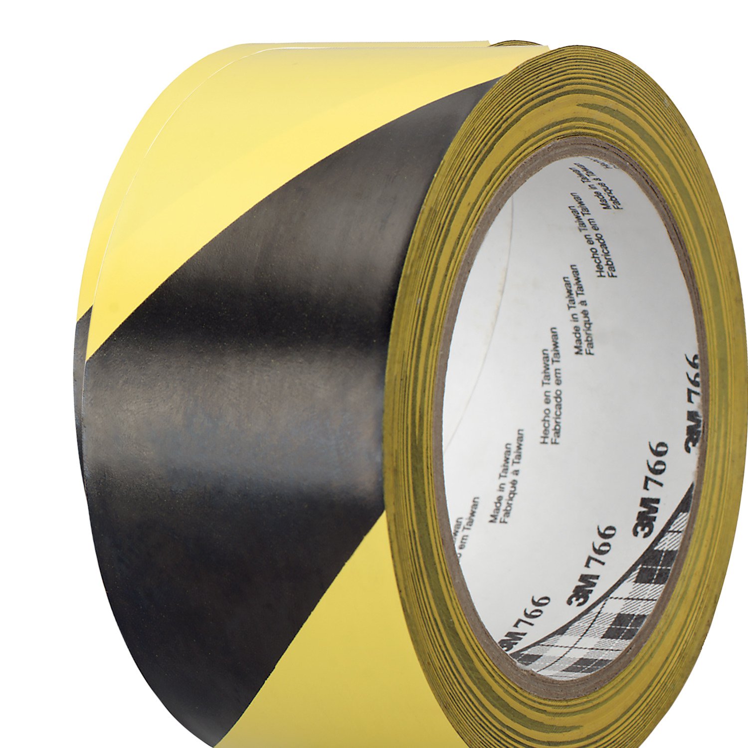 3M™ 766 Striped Vinyl Tape, 5.0 Mil, 2" x 36 yds., Black/Yellow, 3M Stock# 7000028955