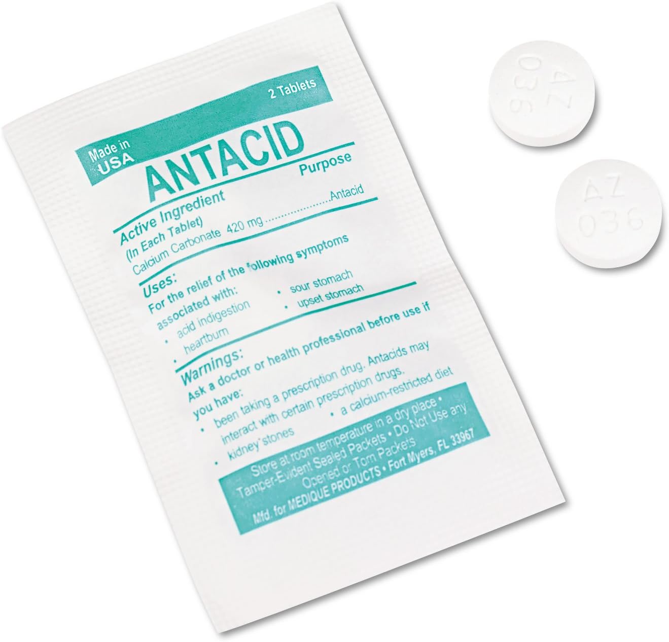 PhysiciansCare Antacid Heartburn Medication (Compare to Tums), 50 Doses of Two Tablets, 420 mg