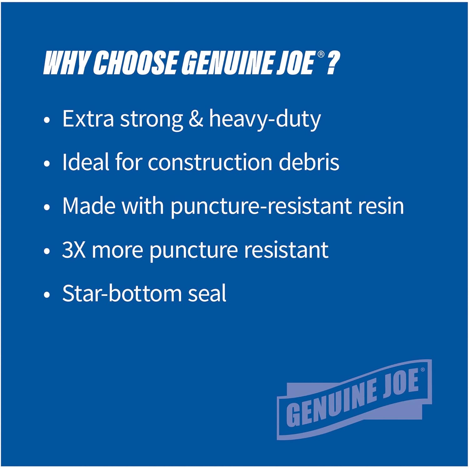Genuine Joe GJO01535 Heavy Duty Low-Density Puncture Resistant Can Liner, 60 gallon Capacity