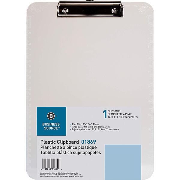 Transparent Plastic Clipboard, Flat Clip, 9"x12-1/2", Smoke (SPR01870)