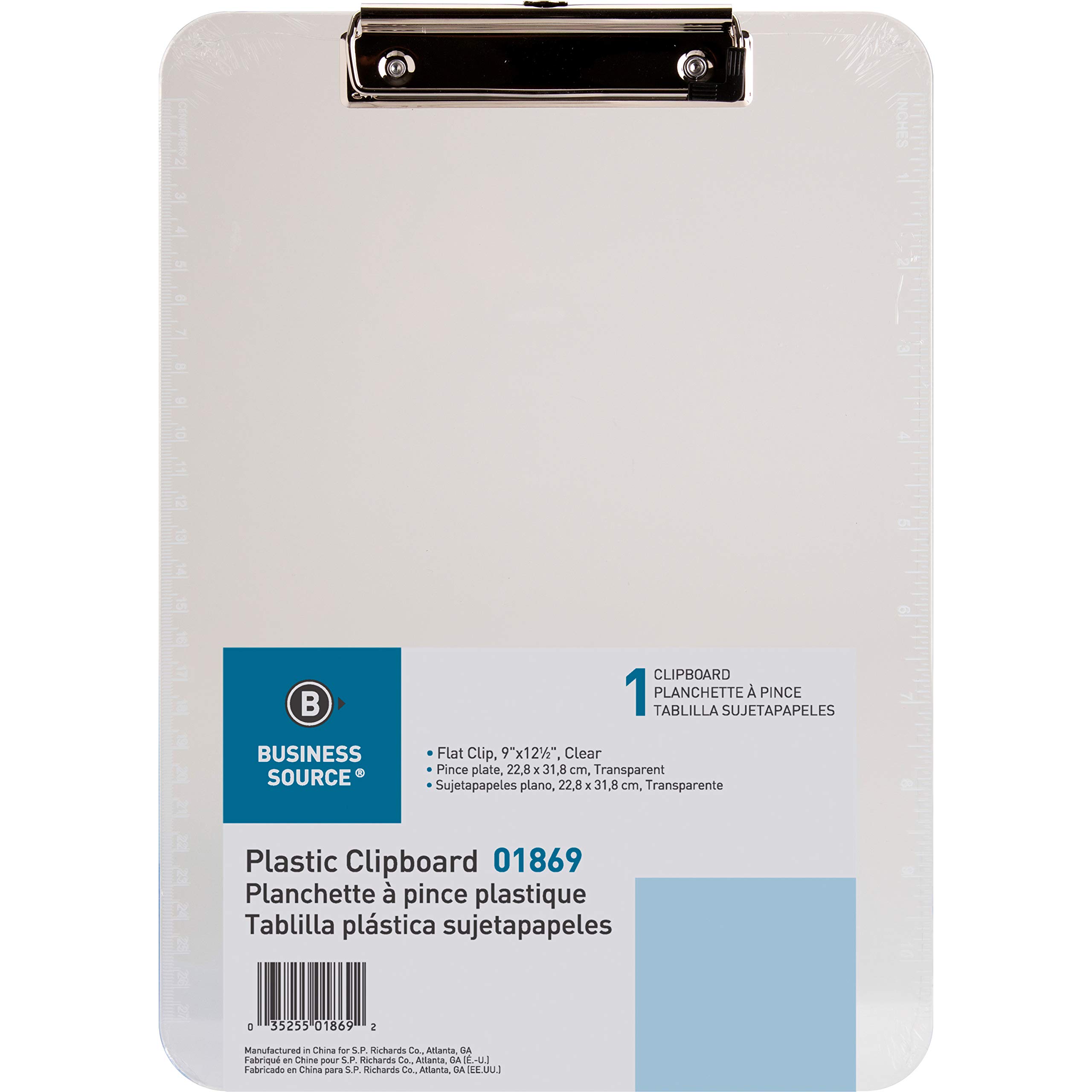 Transparent Plastic Clipboard, Flat Clip, 9"x12-1/2", Smoke (SPR01870)