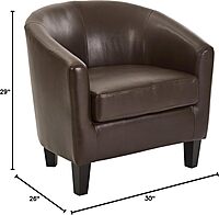 OSP Home Furnishings Ethan Tub Accent Chair with Dark Espresso Wood Legs, Cocoa Faux Leather