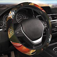 Safflower Flying Fish Printed Car Steering Wheel Cover for Men Women - Universal Anti-Slip Cute Steering Wheel Cover Car