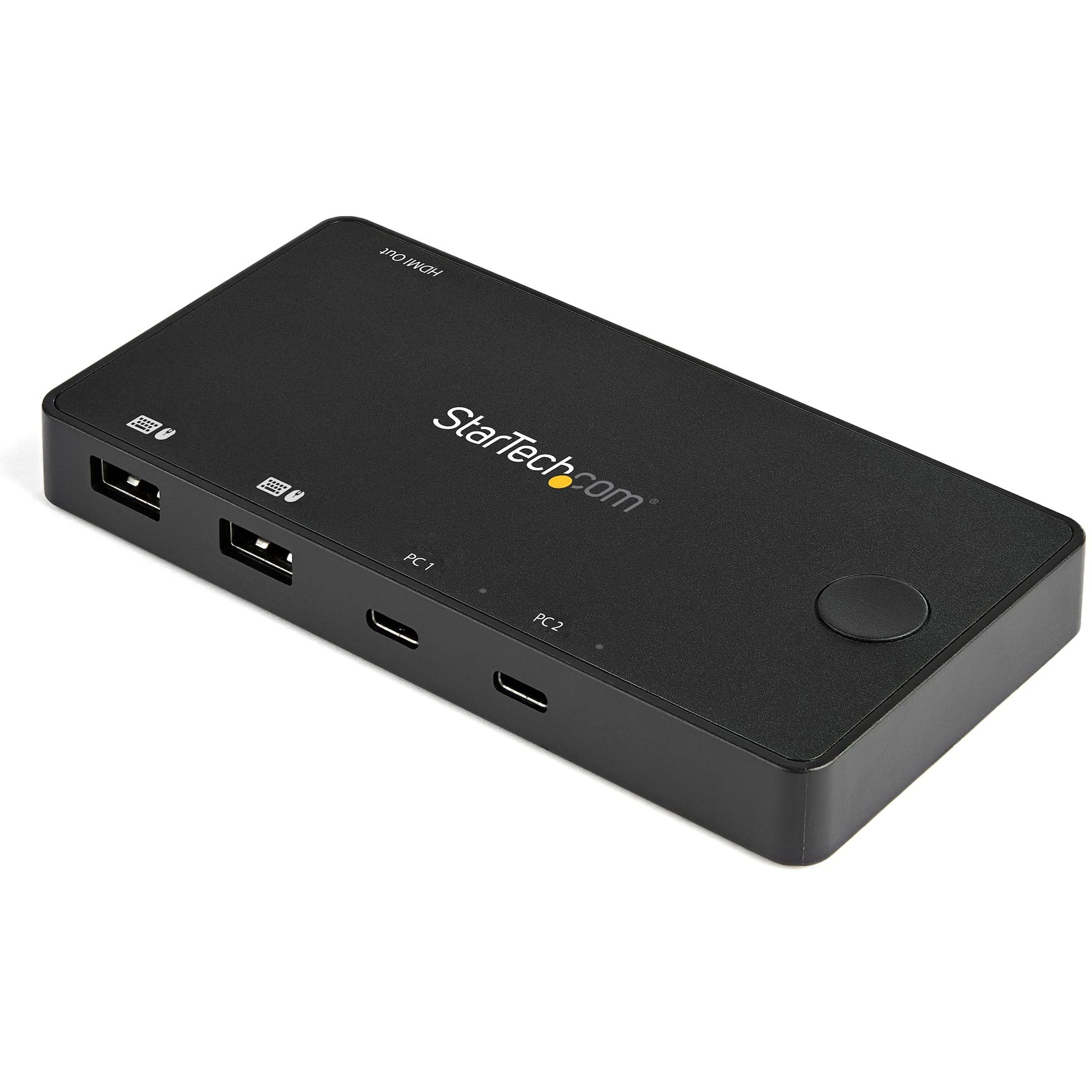 StarTech.com 2 Port USB C KVM Switch - 4K 60Hz HDMI - Compact Dual Port UHD USB Type C Desktop Mini KVM Switch with USB C