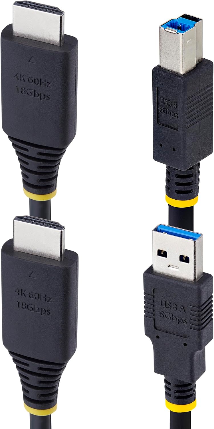 StarTech.com 6ft (1.8m) HDMI and USB 5Gbps KVM Cable, 4K 60Hz, HDMI 2.0 and USB Combo Cable for KVM Switch