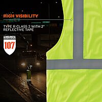 Ergodyne GloWear 8210HL Mesh Hi-Vis Safety Vest, Type R Class 2, Lime, X-Small