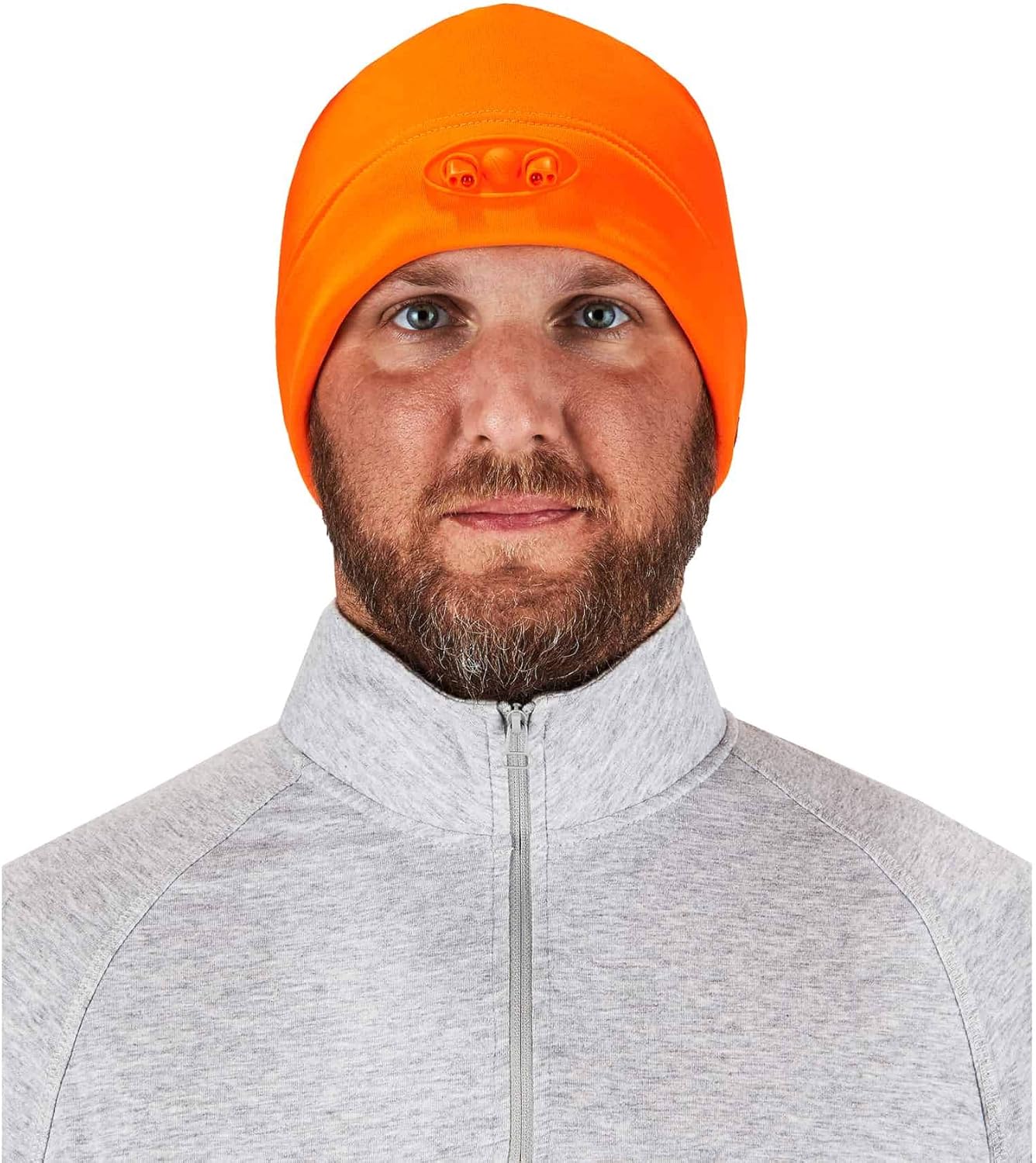 Ergodyne N-Ferno 6804 LED Light Fleece Skull Cap Beanie Hat, Orange, One Size