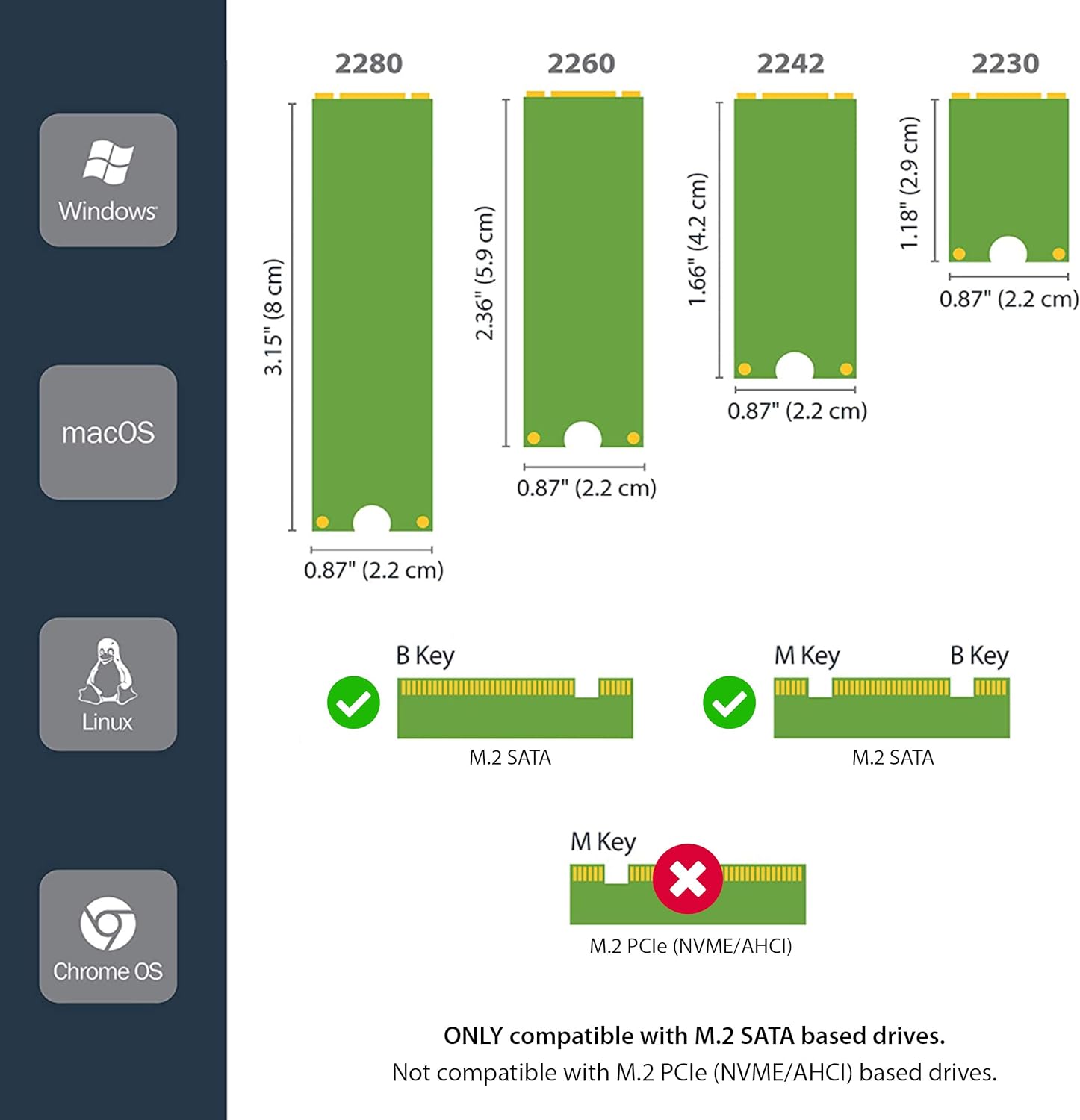 StarTech.com M.2 SATA SSD to 2.5in Adapter - NGFF to SATA Converter - 7mm Open-Frame Bracket (SAT32M225) (Pack of 3) 1 Count