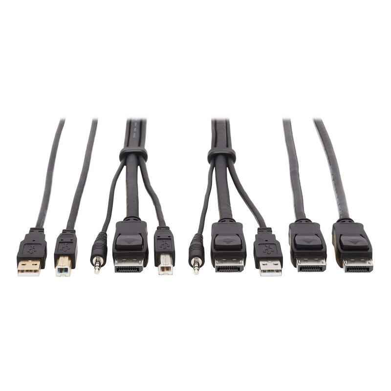 Tripp Lite DisplayPort KVM Cable Kit 4K USB 3.5mm 3xM/USB mm DP mm 6ft (P783-006-DPU)