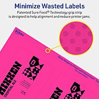 Avery Printable Rectangle Labels, Sure Feed Technology, 4" x 3", Neon Magenta Labels, Print-to-The-Edge, Laser/Inkjet Printable, 40 Total, Great for Shipping and Packaging 40 labels