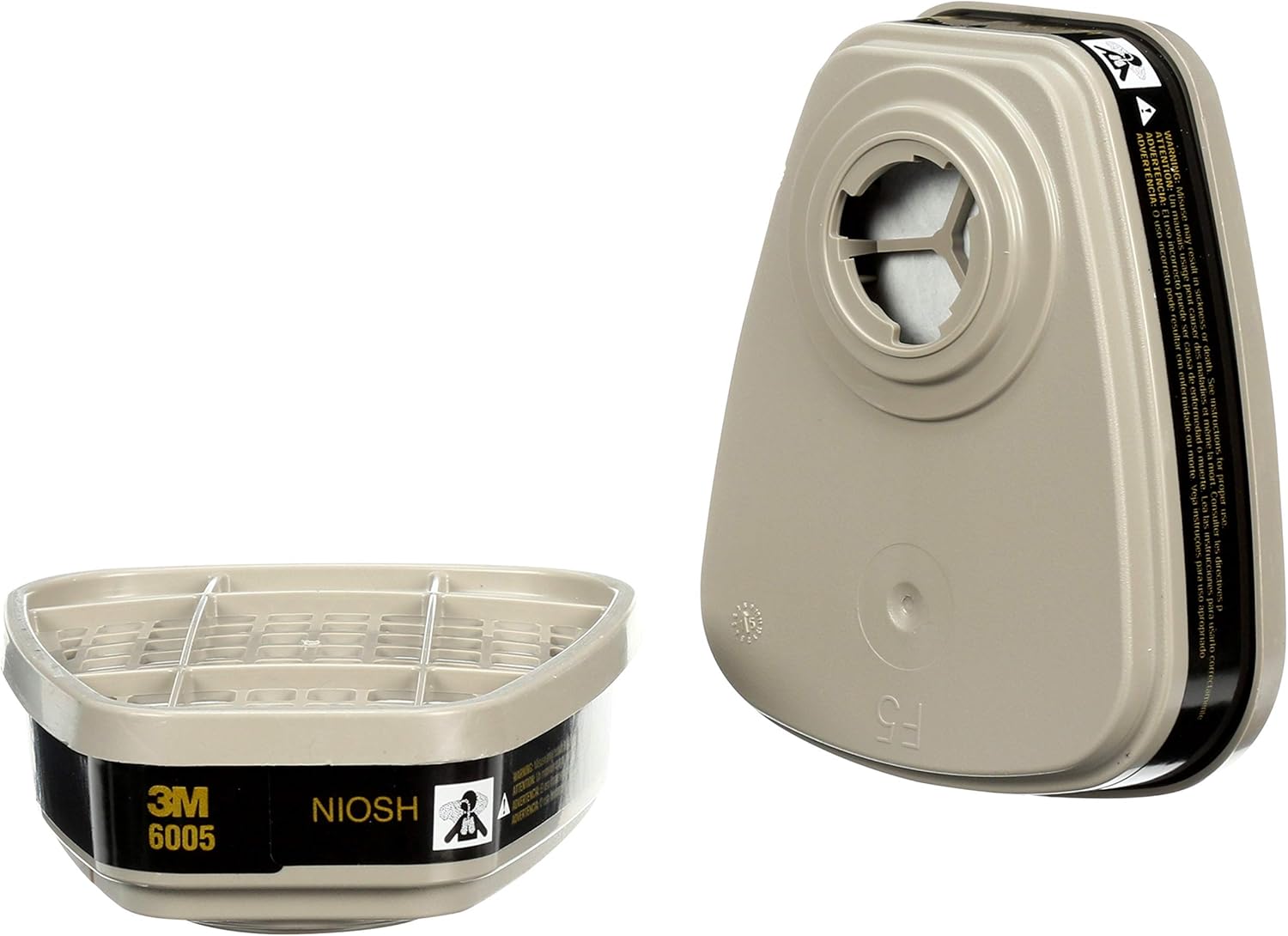 3M Respirator Cartridge 6005, 1 Pair, Helps Protect Against Formaldehyde and Organic Vapors 2 Count (Pack of 1)