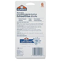 Elmer's Disappearing Purple School Glue Sticks, 6 Count