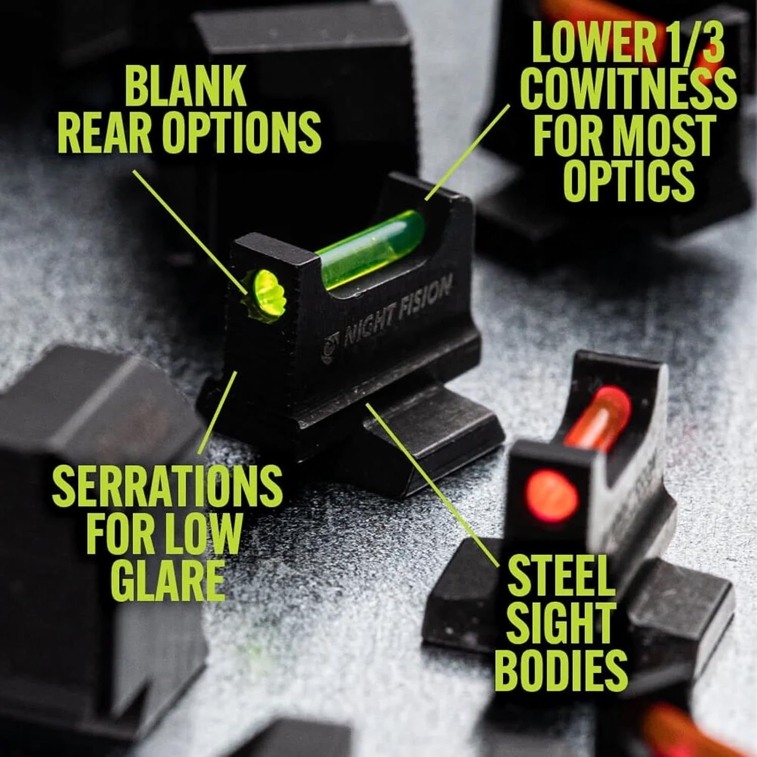 NIGHT FISION Optic-Height Fiber Optic Night Sight Set for Smith & Wesson M&P 2.0