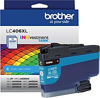 Brother Genuine LC406XLC Cyan High-Yield INKvestment Tank Ink Cartridge