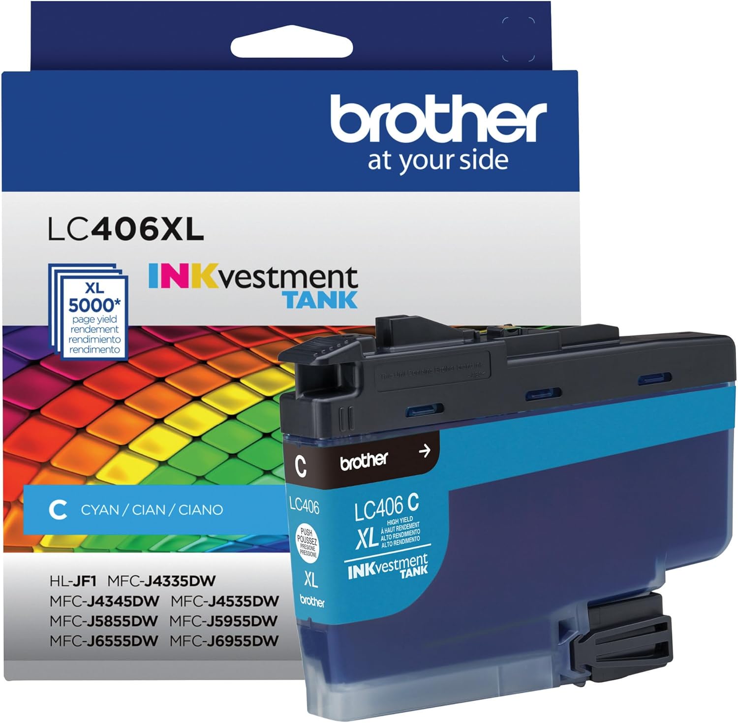 Brother Genuine LC406XLC Cyan High-Yield INKvestment Tank Ink Cartridge