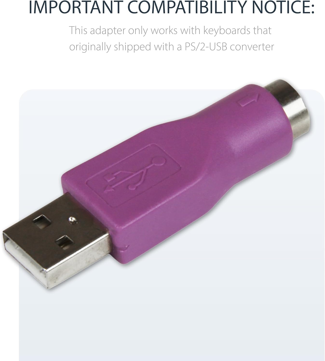 StarTech.com Replacement PS/2 Keyboard to USB Adapter - F/M - Keyboard adapter - PS/2 (F) to USB (M) - GC46MFKEY, Purple