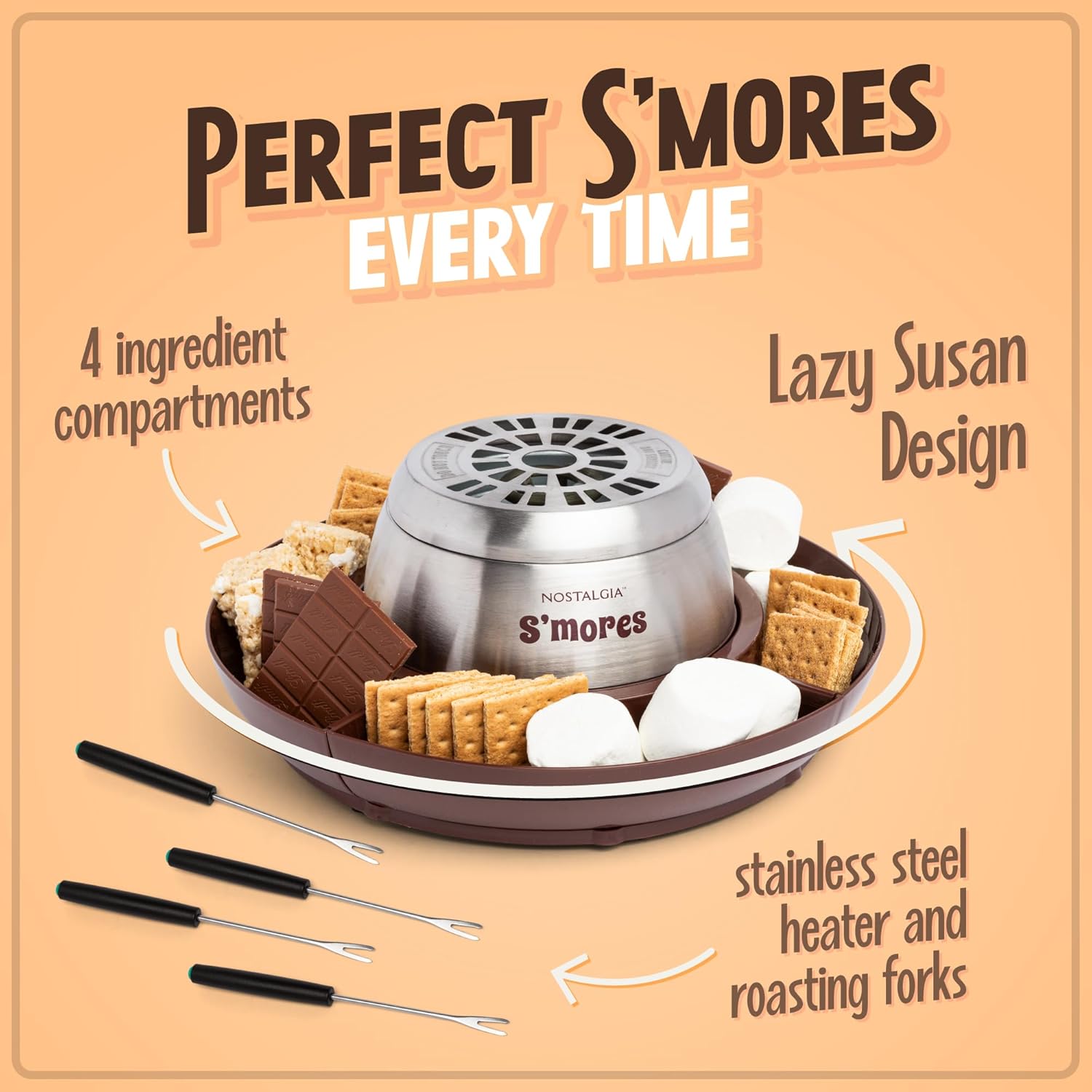 NOSTALGIA Indoor Electric Tabletop S'mores & Fondue Maker