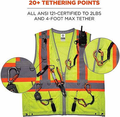 ERGODYNE GloWear 8231TV Hi-Vis Tool Tethering Safety Vest