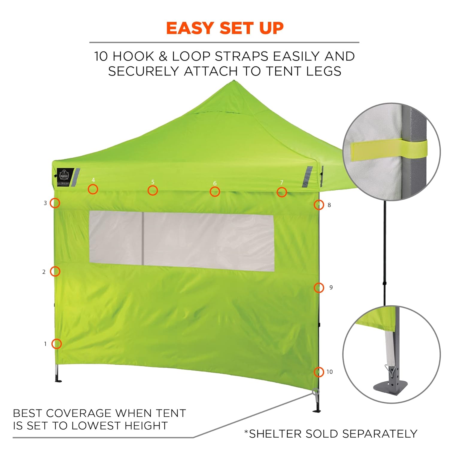 ERGODYNE SHAX 6092 Pop-Up Tent Sidewall with Mesh Window
