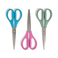 U Brands U-Eco 8" Scissors for Office, Assorted Brights, Patented Concave Blade Technology, Craft Scissor Set, Pack of Scissors for Gift Wrapping and Crafting, Set of 3 (6607U01-24)