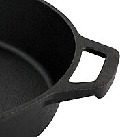 MegaChef 10 Inch Round Preseasoned Cast Iron Frying Pan with Handle in Black