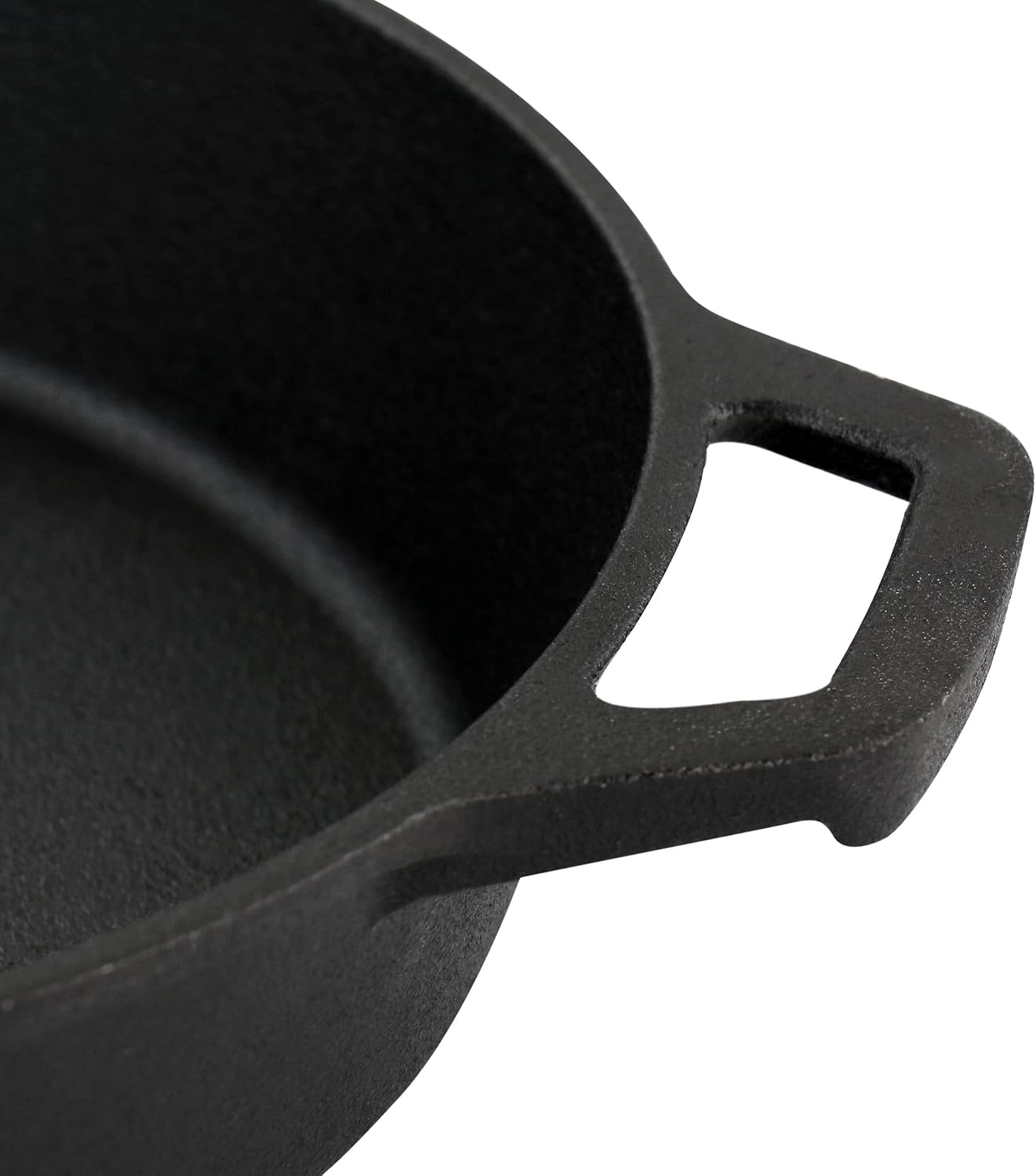 MegaChef 10 Inch Round Preseasoned Cast Iron Frying Pan with Handle in Black