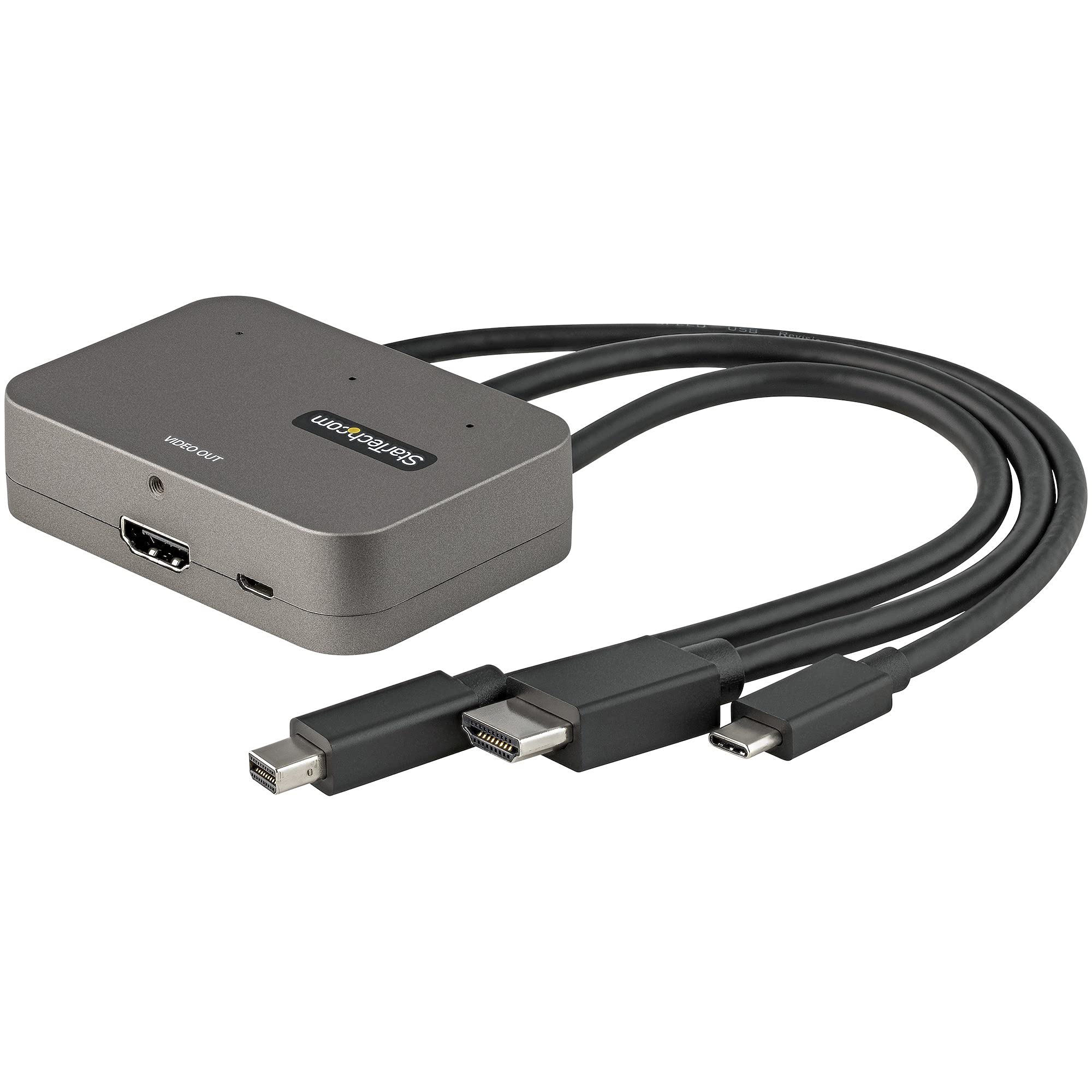 3-in-1 Multiport to HDMI Adapter, 4K 60Hz USB-C, HDMI or Mini DP to HDMI Video Converter, Conference Room Digital AV Adapter