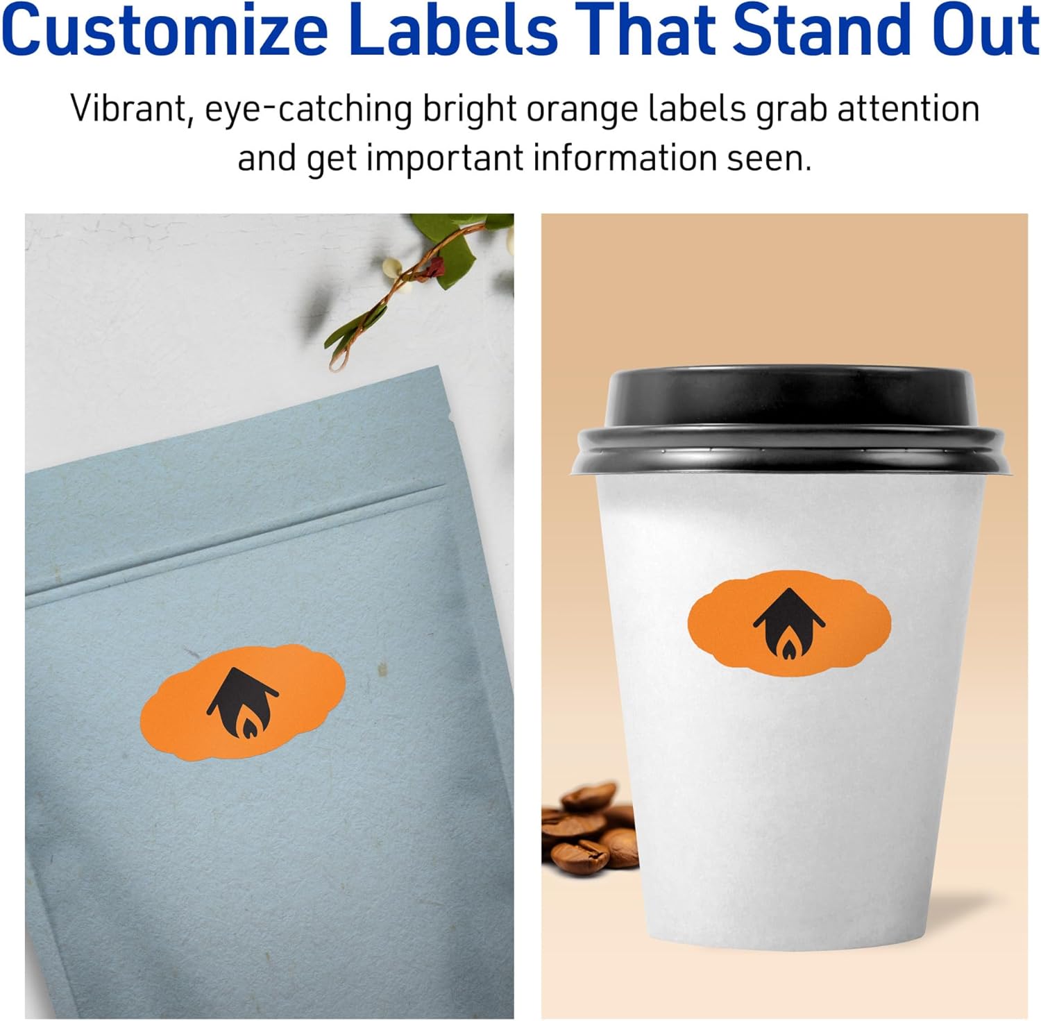 Avery Printable Oval Scalloped Labels, Sure Feed Technology, 1-1/8" x 2-1/4", Bright Orange, Print-to-The-Edge