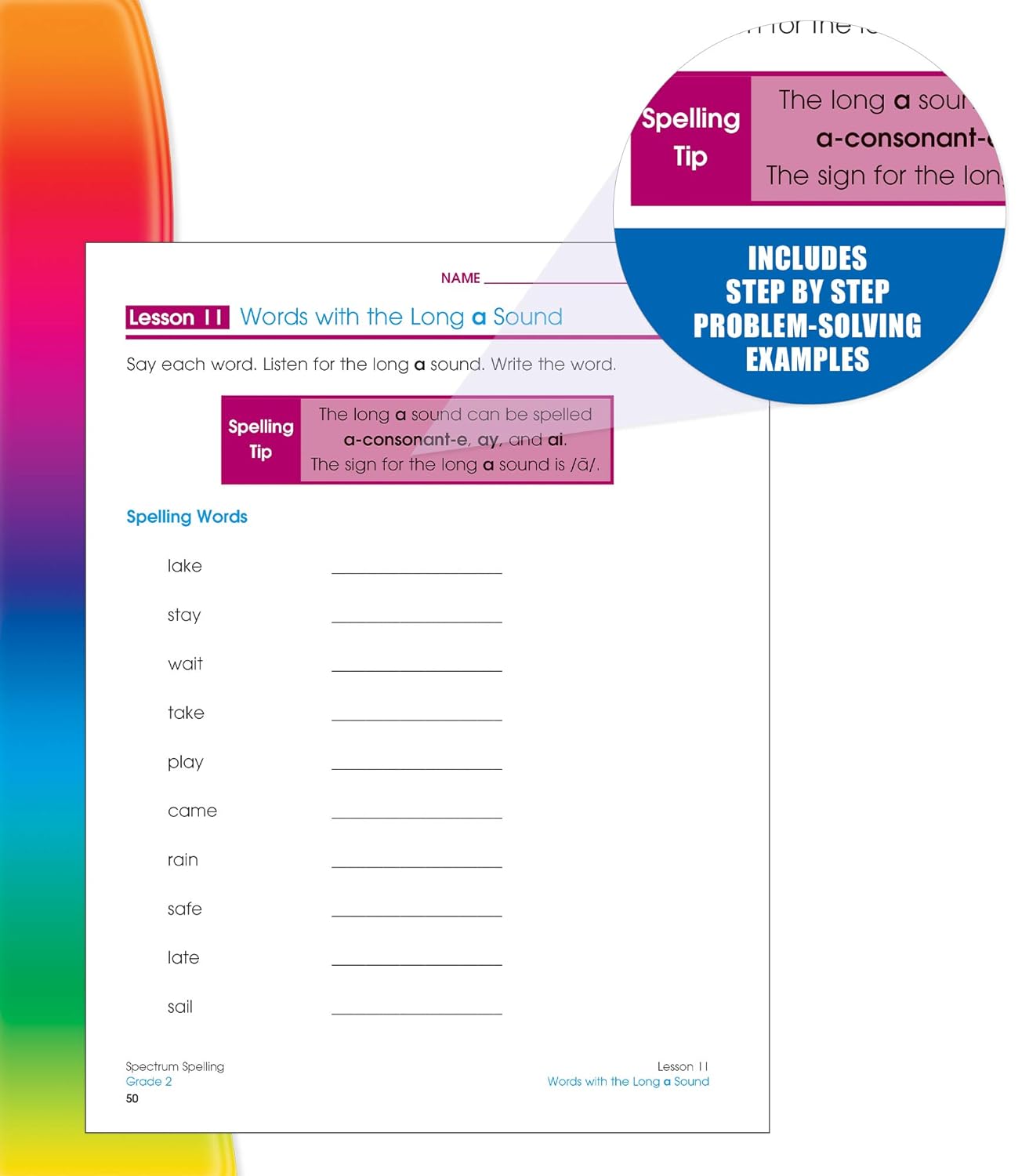 Spectrum Spelling Workbook Grade 2, Ages 7 to 8, 2nd Grade Spelling Workbook, Phonics, Handwriting Practice with Sight Words