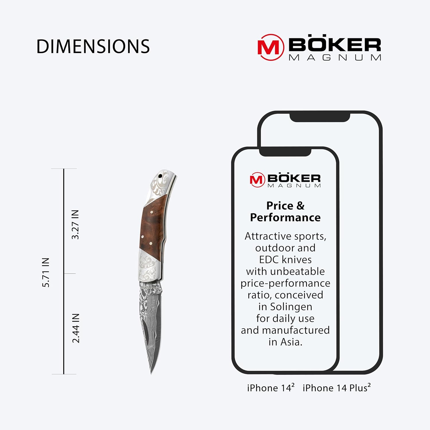 Magnum 01MB946DAM Damascus Duke Folding Knife with 2-1/2 in. Straight Edge Blade