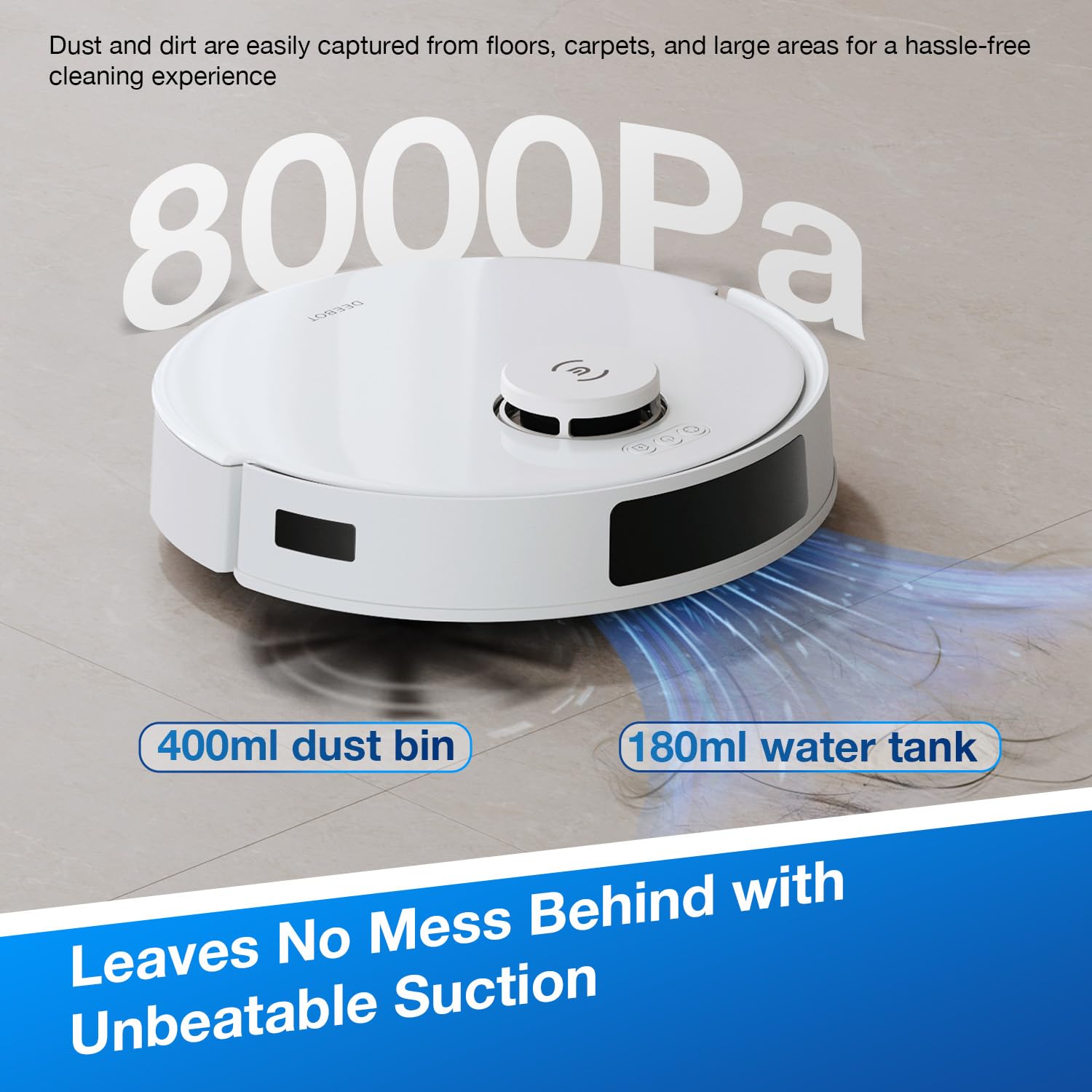 Ecovacs DEEBOT N20 PRO Robot Vacuum Cleaner - 8000Pa Suction, 300min Runtime
