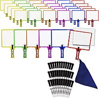 KleenSlate Customizable Whiteboards With Clear Dry-Erase Sleeves, 13in x 8in, Assorted Color, Set Of 36