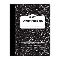 Pacon Composition Book, 9-13/16in x 7-1/2in, College Rule, 100 Sheets, Black Marble