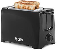 Commercial Chef 2-Slice Toaster, 6-1/2inH x 9-7/8inW x 5-13/16inD, Black