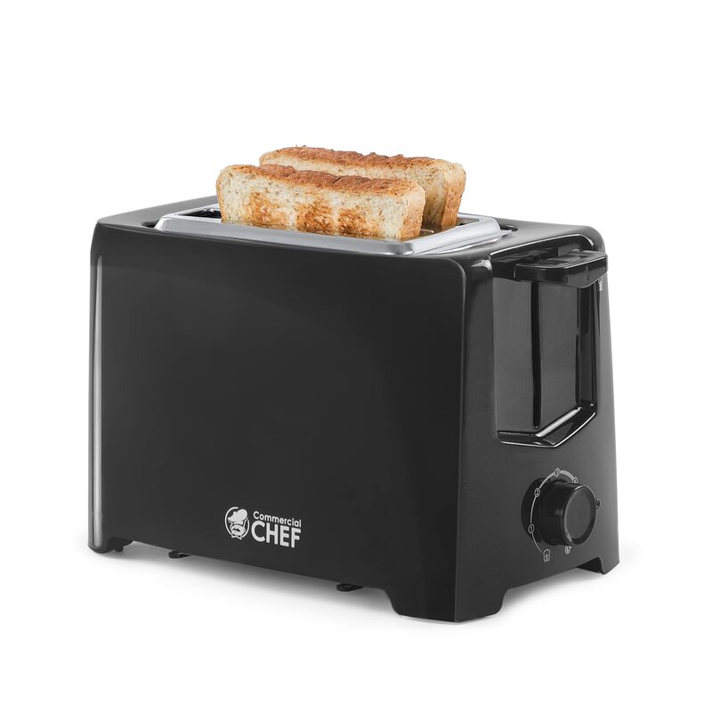 Commercial Chef 2-Slice Toaster, 6-1/2inH x 9-7/8inW x 5-13/16inD, Black