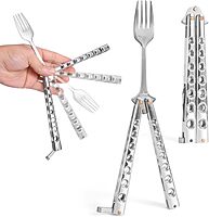 CALIBER GOURMET Butterfly Knife Style Folding Stainless Steel Utensil