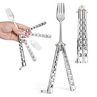 CALIBER GOURMET Butterfly Knife Style Folding Stainless Steel Utensil