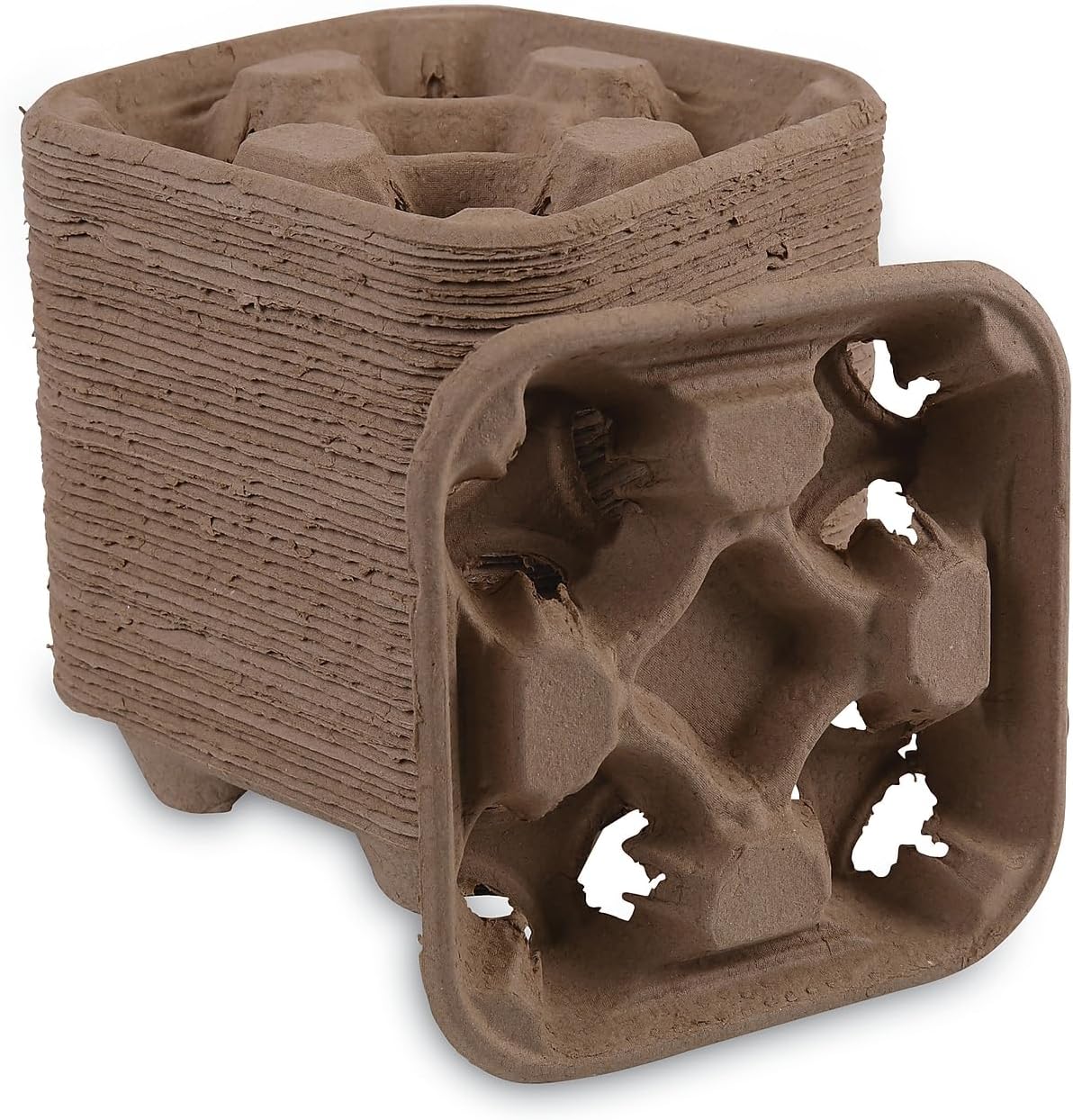 Boardwalk BWK4CUPCARRIER Four Cup Carrier Tray for 8-32 oz. Cups - Kraft (300/Carton)