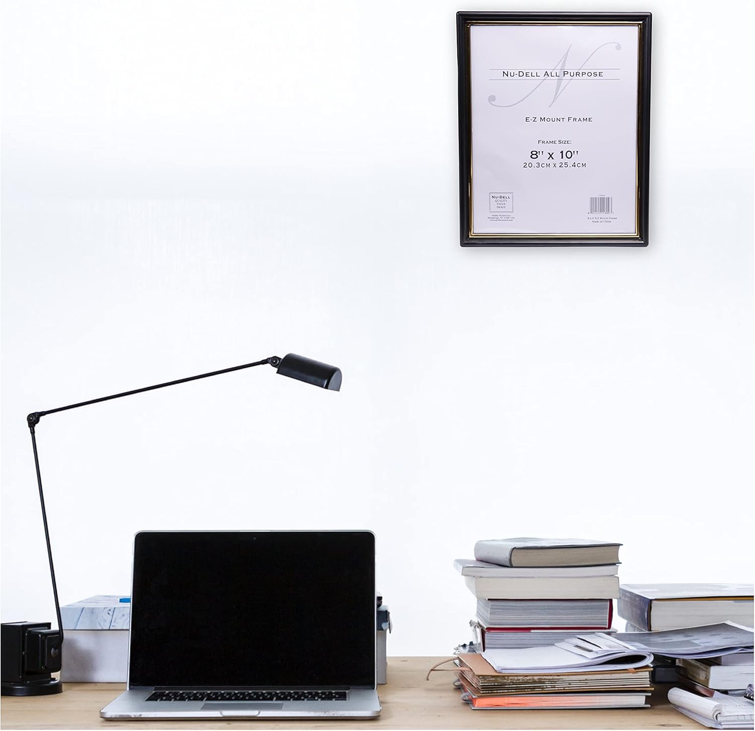 NuDell EZ Mount Document Frame with Plastic Face, Black w/ Gold Trim